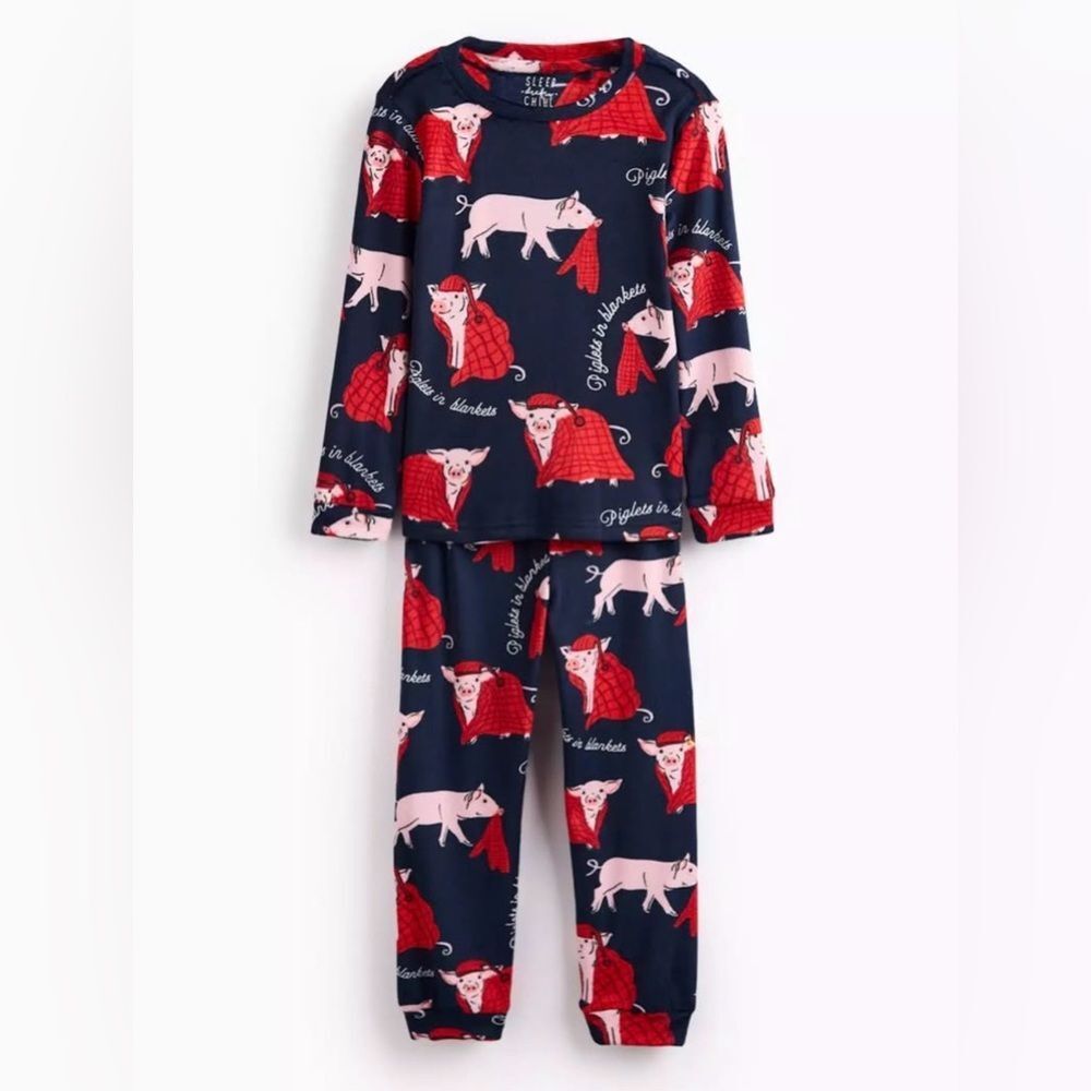 Tu Matching Pig Pajamas Navy Small NWT